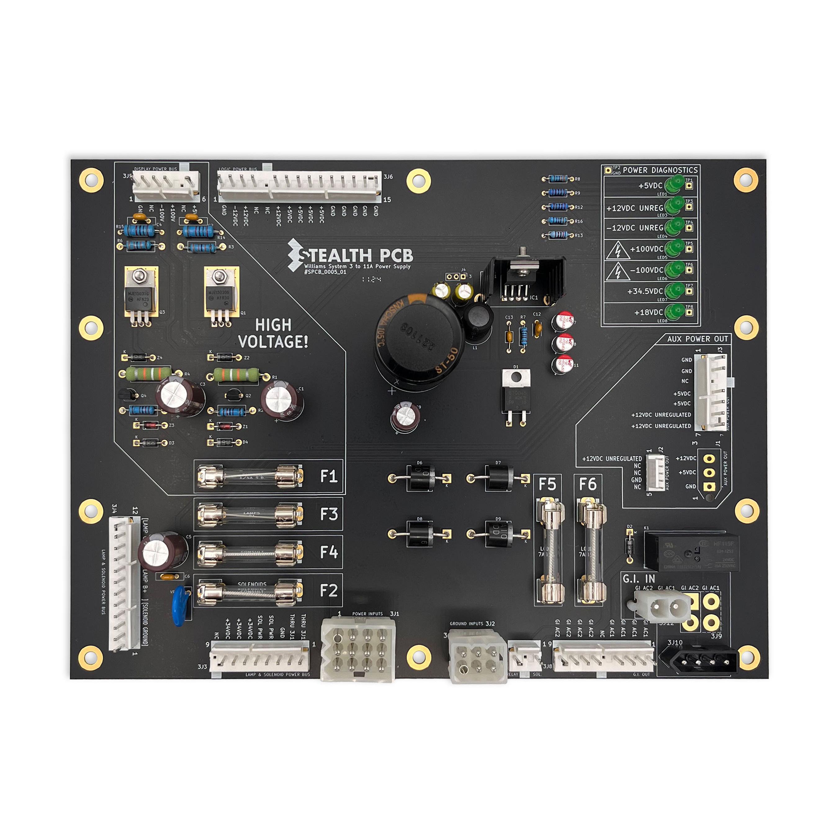SPCB-0005-01 Stealth PCB Williams/Data East System 3-11A Power Supply